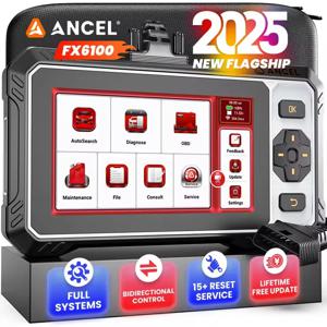 ANCEL FX6100 OBD2 자동 스캐너 모든 시스템 진단 양방향 CAN FD 오일 ABS DPF EPB SRS A/F BMS 15 리셋 자동차 스캔 도구