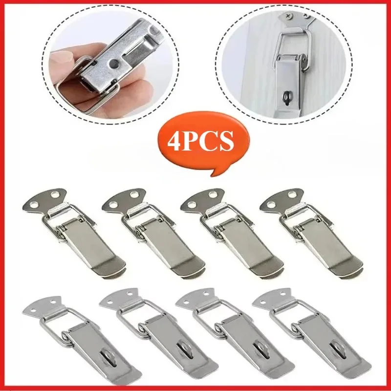 4Pcs 래치 캐치 오리 입 버클 후크 나무 상자 Hasps 클램프 스테인레스 스틸 스프링 캐치 걸쇠로드 드로우 토글 클램프 Hasps