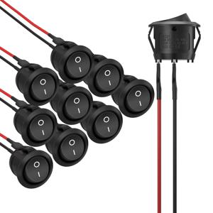 5/10pcs 미니 라운드 로커 스위치 15mm Spst Open/Off 12V Dc 전원 공급 장치 내구성 나일론 및 터미널 설치가 용이함