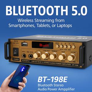 BT-198E Bluetooth 오디오 앰프 35W×2/12V DC/220V AC 입력/USB SD AUX 마이크 입력/듀얼 채널 파워 앰프