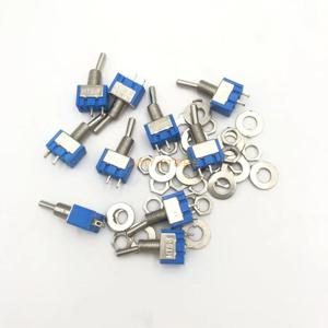 MTS-101 2 핀 SPST 스위치, 파란색 미니 토글 스위치, ON-OFF 2 위치, AC125 V, 6A, 250V, 3A, 6mm, 10 개