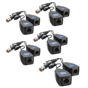 5 쌍 CCTV 동축 BNC 비디오 전원 발룬 트랜시버-CAT5e 6 RJ45 커넥터 HJ55 전송 케이블