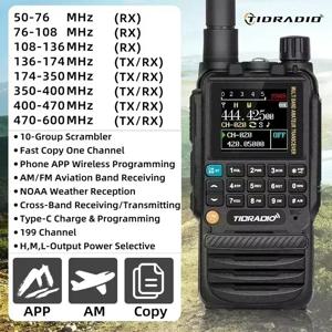 TIDRADIO H3 워키 토키 전화 APP 무선 프로그래밍 듀얼 PTT 에어 밴드 장거리 라디오 USB Type-C 케이블 프로그래밍 및 충전