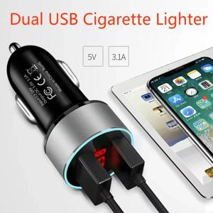 자동차 3A 15W 듀얼 USB 차량용 충전기 어댑터 자동차 시가 라이터 LED 전압계 모든 유형의 휴대 전화 충전기 스마트 듀얼 USB