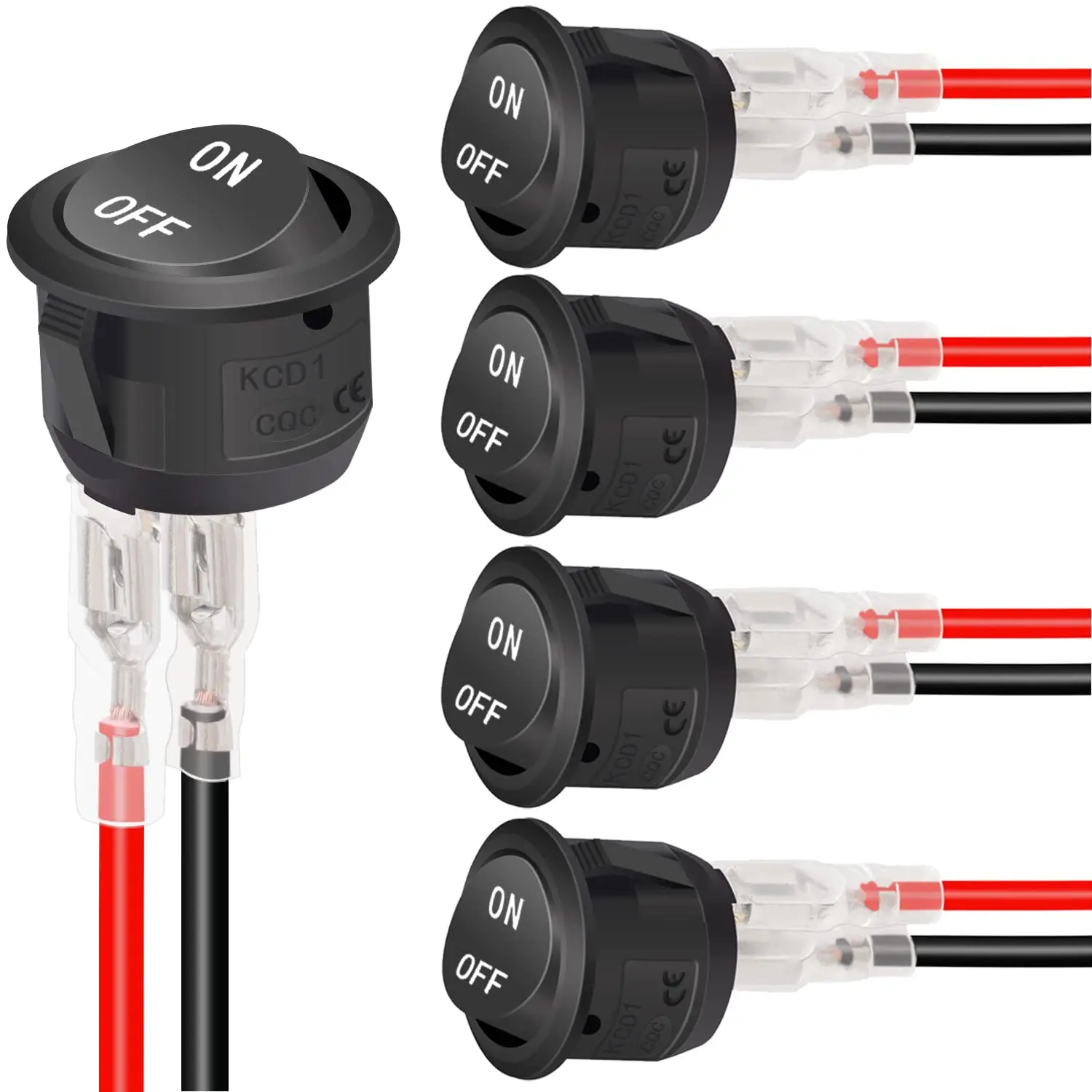5Pcs 12V 라운드 로커 스위치 AC 6A/250V 10A/125V SPST 2 핀 2 위치 On/Off 토글 스위치 자동차 보트 자동차 RV 블랙