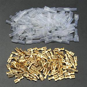 200pcs 2.8/4.8/6.3mm 빠른 스플 라이스 남성과 여성 와이어 스페이드 압착 단자 와이어 커넥터 절연 슬리브가있는 구색 키트