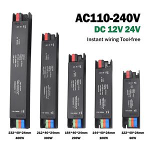 울트라 얇은 조명 변압기 110V 220V 12V 24V 60W 100W 200W 300W 400W CCTV LED 스트립 전원 공급 장치 어댑터 드라이버