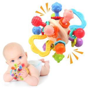 아기 장난감 맨해튼 라운드 볼 부드러운 실리콘 손 잡기 공 딸랑이 Infantil 씹을 수있는 Teethers 유아용 장난감 0-12 개월