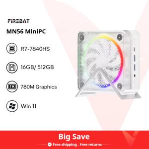 FIREBAT 미니 PC 게이머 데스크탑 게이밍 컴퓨터, AMD R7-7735HS, 7840HS, 6600H, 7940HS, 다채로운 16GB, 512GB, DDR5, BT5.2, WIFI6, MN56