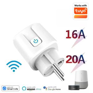 Tuya WiFi 스마트 플러그 소켓 EU 16/20A 전력 모니터링 타이밍 음성 제어 기능 Alexa Google Home Smart Life와 함께 작동
