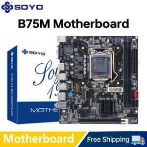SOYO B75M 마더보드 M.2 NVME PCIEx16 DVI는 게임용 컴퓨터용 듀얼 채널 DDR3 RAM Intel Core 2/3 Gen CPU LGA1155를 지원합니다.
