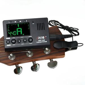 아로마 AMT-560 3 in 1 일렉트릭 기타 메트로놈 튜너 내장 마이크(픽업 케이블 포함) 기타용 6.3mm 반음계 베이스 바이올린 우쿨렐레