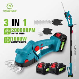 원그린 3 in 1 텔레스코픽 폴 전기 울타리 트리머 20000RPM 관목 제초 정원 전동 공구 (21/18V 배터리용)