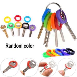 10-32pcs 컬러 키 슬리브 혼합 색상 부드러운 실리콘 탄성 키 링 DIY 키 펜던트 키를 구별하는 마킹