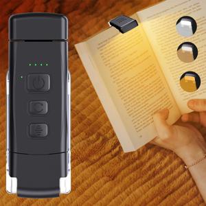 침대에서 독서를 위한 USB 충전식 책 조명 휴대용 클립온 LED 독서등 3개의 호박색 및 3개의 밝기 조절 가능 어린이용