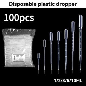 100 개/몫 실험실 피펫 1ml 2ml 3ml 5ml 플라스틱 일회용 졸업 컨테이너 액체 Dropper 장비 밀짚 메이크업 도구