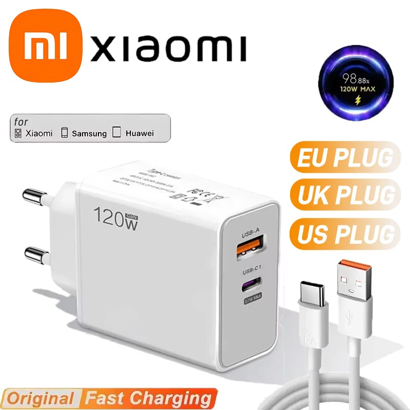 Xiaomi 120W 기존 충전기 터보 빠른 EU 미국 영국 벽 Hypercharge 어댑터 Xiaomi 13 12 11 Ultra Redmi 용 Usb 6A 유형 C 케이블