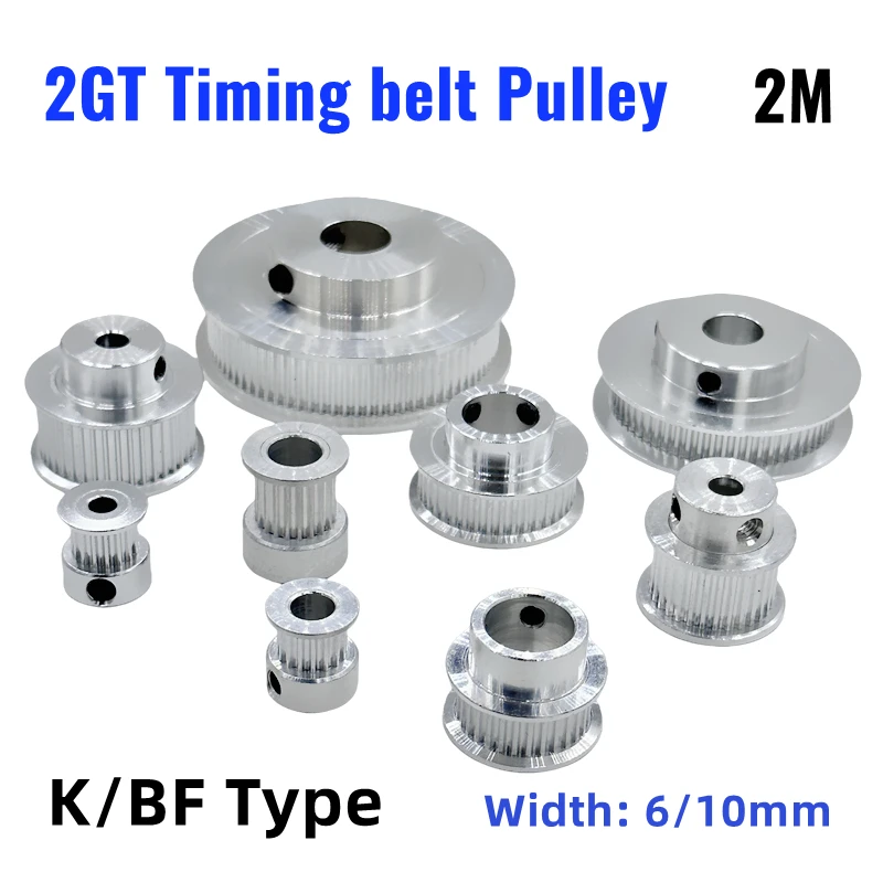 2GT 동기 휠 2M 16T 20T 30T 36T 40T 48T 60T 80 톱니 벨트 폭 6/10mm 조리개 5/6/8/10mm 3D 프린터 GT2 벨트 풀리