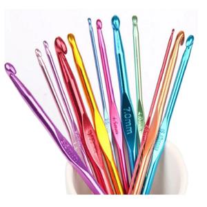 8pcs 금속 손잡이 크로 셰 뜨개질 후크 다채로운 알루미늄 뜨개질 바늘 단일 헤드 크로 셰 뜨개질 원사 공예 DIY 의류 바늘