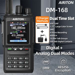 Airiton DM-168 DMR 디지털 워키 토키 고출력 SMS 이중 모드 아날로그 AES256 암호화 Type-C Anytone AT-D168UV Ham Radio