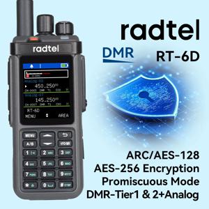 Radtel RT-6D 또는 RT-6D PRO DMR 라디오 500K 접점 듀얼 밴드 워키토키 듀얼 타임 슬롯 양방향 라디오 티어 1+2 디지털