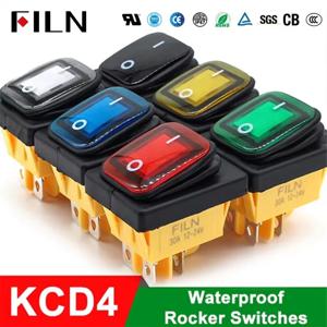On off 30A/250V 헤비 듀티 4 핀 DPST IP67 밀폐형 방수 T85 자동 보트 해양 토글 로커 스위치(LED 12V 220V 30x22 포함)