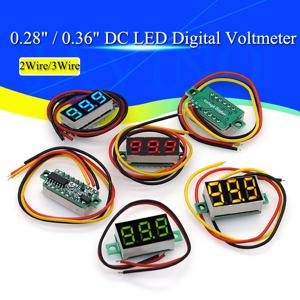 0.28 / 0.36 인치 DC LED 디지털 전압계 0-100V 전압 측정기 자동차 자동차 모바일 전원 전압 테스터 감지기 12V 빨간색 녹색 파란색