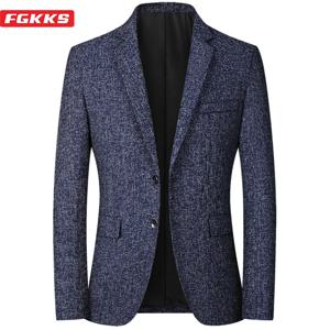 FGKKS 남성용 슬림 캐주얼 비즈니스 블레이저, 잘 생긴 정장 브랜드, 2023 용수철 가을 패션