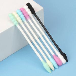100PCS 일회용 다채로운 종이 손잡이 면봉 더블 헤드 속눈썹 확장 청소 면봉 메이크업 깨끗한 보조 공급