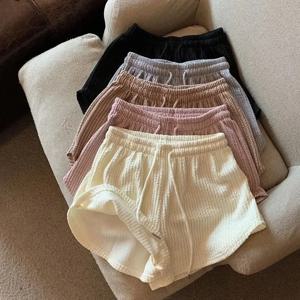 여성용 고탄성 레이스 업 드로스트링 반바지, 넓은 다리 땀 반바지, 여성 의류, 여름