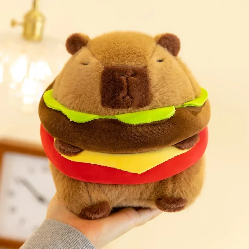 새로운 귀여운 햄버거 Capybara 봉제 인형 장난감 시뮬레이션 동물 인형 부드러운 어린이 장난감 생일 선물 Kawaii 룸 장식