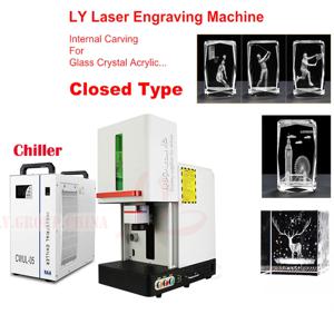 크리스탈 유리 수냉식 레이저 타각기, 3D 내부 조각기, 자외선, 보라색, 차가운 빛, UV 5W, 10W, 신제품