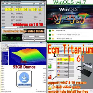 Winols 4.7 완전 활성화된 immo 도구 Windows 7 10 11 필요 없음 Vmware 다국어 + Damos +ECM TITANIUM+ IMMO 서비스 도구 1.2