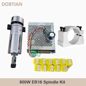 DC110V 800W 공냉식 스핀들 20000RPM CNC 0.8kw 스핀들 모터 및 조정 가능한 전원 공급 장치 + 스핀들 52MM 클램프 + ER16 11PCS