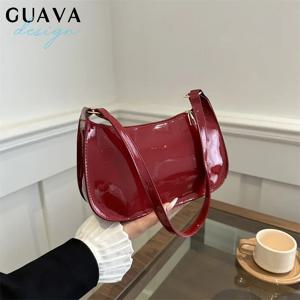 레트로 솔리드 컬러 PU 가죽 어깨 겨드랑이 가방 여성 패션 핸드백 캐주얼 지갑과 핸드백 숙녀 손 가방