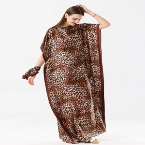 새로운 말레이시아 이슬람 표범 인쇄 드레스 여성 느슨한 아랍어 긴 맥시 드레스 여름 들어 갔어 Abaya 비치 Hijab 드레스 플러스 크기