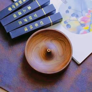 원목 향꽂이 수제 다도용 원형 향로 침향 트레이 홀더
