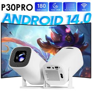P30 PRO 스마트 미니 프로젝터 안드로이드 14 WiFi6 BT 5.0 4K 1280 * 720P 비디오 지원 스마트 홈시어터 야외 휴대용 프로젝터