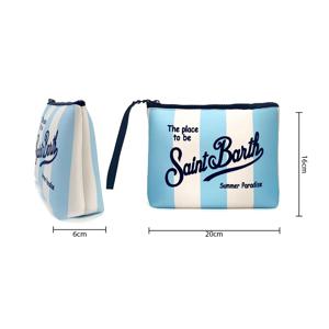 S-Saint B-Barth 스트라이프 지퍼 업 클러치 백 네오프렌 세면 용품 가방 여성용 네오프렌 화장품 가방 남여 네오프렌 메이크업 가방