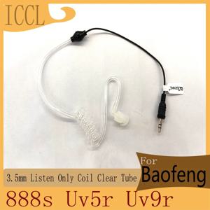 ICCL-워키토키 액세서리, Baofeng 888S, Uv5r, Uv9r, 잭 오디오 청취 전용 코일, 투명 튜브 이어폰용 이어폰 헤드셋