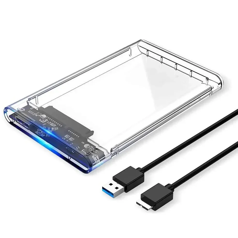 USB 3.0 외장형 하드 드라이브 인클로저 2.5인치 SATA to USB3.0 UASP 투명 휴대용 하드 드라이브 케이스 2T HDD 도구가 필요 없는 투명