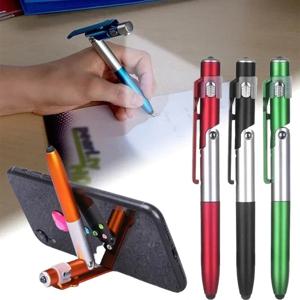 4 in 1 다기능 볼펜 LED 조명 접이식 휴대폰 거치대 야간 독서 필기용 연필 사무실 학교 학생용 문구
