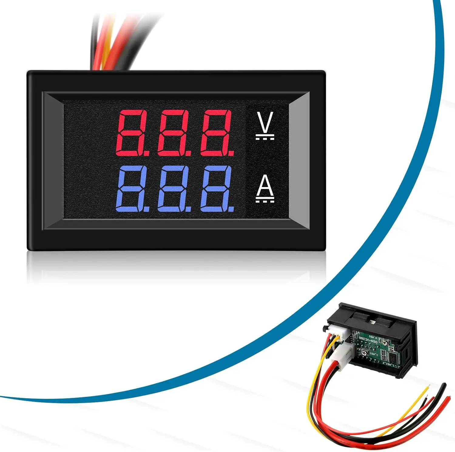 DC 0-100V 10A 디지털 전압계 전류계 듀얼 디스플레이 전압 감지기 전류계 패널 암페어 볼트 게이지 0.28 인치 적색 청색 LED