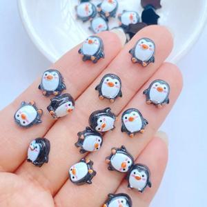 100pcs 귀여운 9mm 수지 미니 펭귄 시리즈 플랫 백 스톤 인형 DIY 웨딩 스크랩북 액세서리