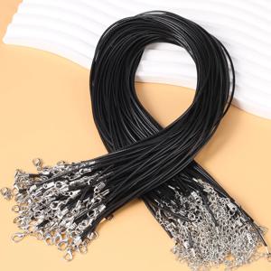 50Pcs 땋은 조정 가능한 블랙 가죽 로프 왁스 코드 DIY 수제 목걸이 펜던트 랍스터 걸쇠 문자열 코드 쥬얼리 체인