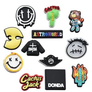 PVC 만화 신발 참, 선인장 신발 액세서리, 장식 버클 핏 클로그 샌들, 손목 밴드 액세서리, DIY, 12 개/세트