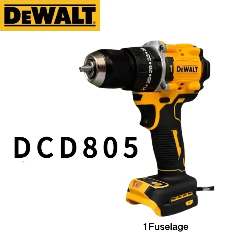 DeWalt 브러시리스 충전식 리튬 배터리 임팩트 드릴, 다기능 전기 핸드 드릴, Dcd805, 20V