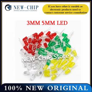 LED 램프 비드 버블, 전체 팩 F3 F5 LED 직선형, 레드 그린 옐로우 블루 화이트, 직경 3mm, 5mm, 로트 당 1000 개