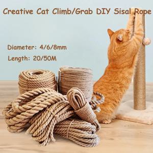 고양이 DIY 씨실 로프, 고양이 등반 연삭 프레임, 특수 코튼 로프, 긁힘 방지, 고양이 장난감 로프-4mm, 6mm, 8mm, 20m, 50m