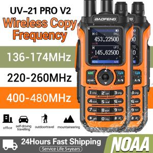 2x Baofeng UV-21 PRO 워키 토키 장거리 무선 복사 주파수 유형-C 충전기 트라이 밴드 강력한 방수 양방향 라디오